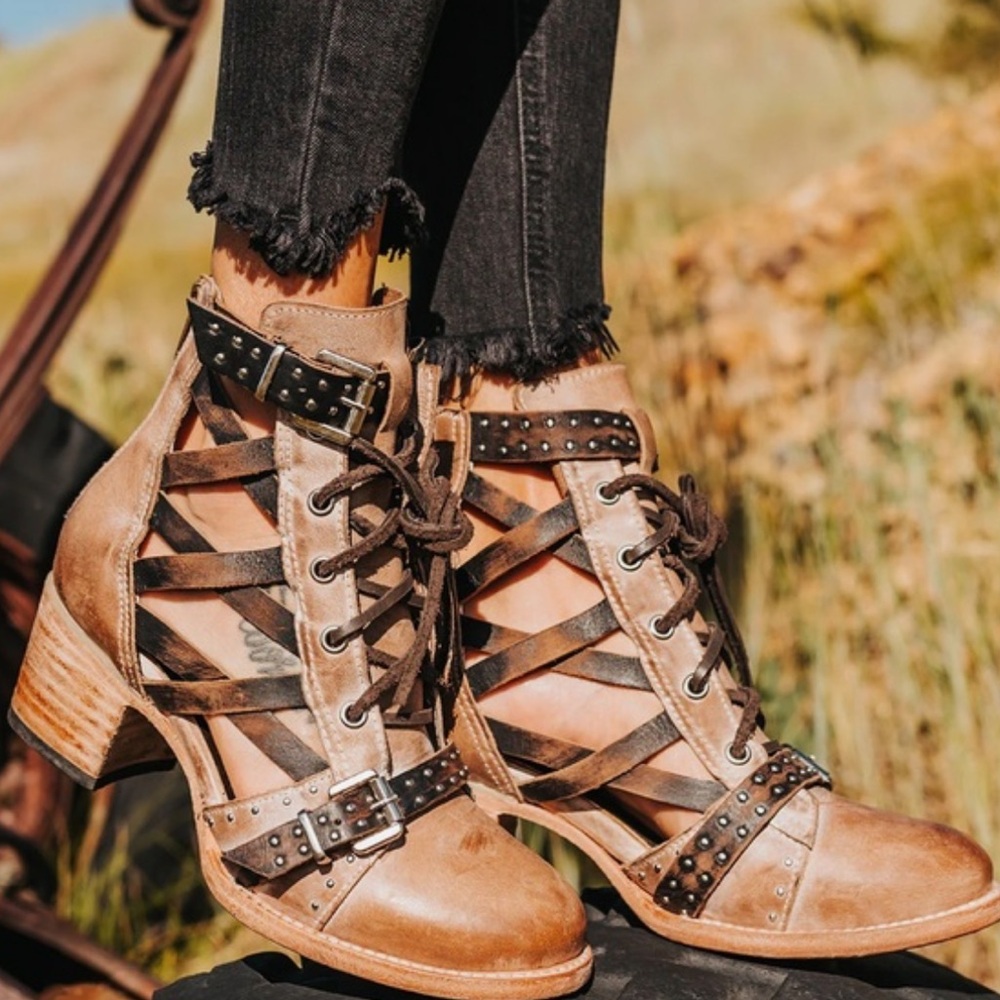 FREEBIRD by Steven Leather Sandals/ Boots in Taupe